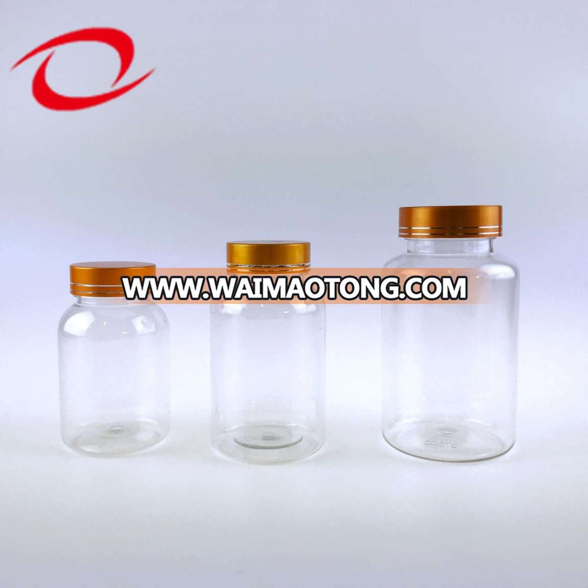 130ml/170ml/280ml PET Pharmaceutical Plastic Pill Capsule Storeage Bottle with Golden Cap